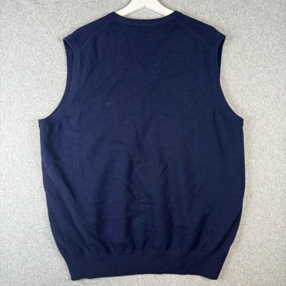 Peter Millar Mens Large 100% Luxe Cashmere Sleeveless Sweater Vest Blue V Neck - Picture 4 of 7